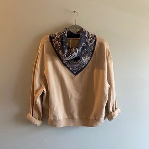 tan free people bandana cowl neck